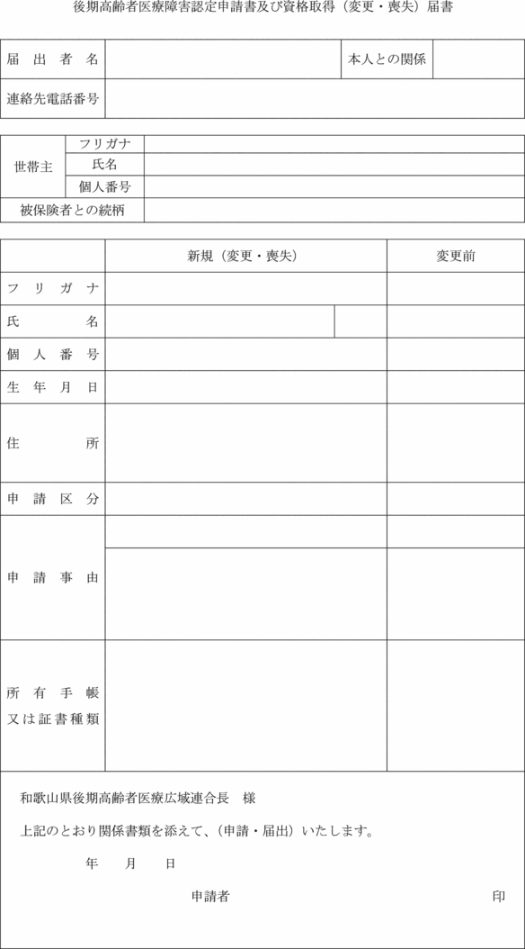 和歌山県後期高齢者医療広域連合後期高齢者医療に関する条例施行規則